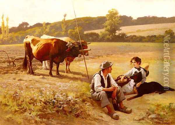 Rest In The Fields Oil Painting - Edouard Bernard Debat-Ponsan