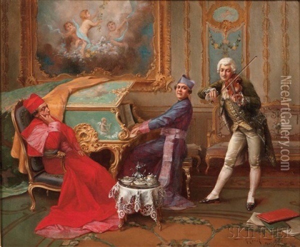 A Duet For The Cardinal Oil Painting - Albert Joseph Penot