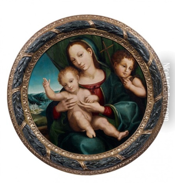 La Vierge A L'enfant Et Saint Jean-baptiste Enfant Oil Painting - Giovanni Di Lorenzo Larciani