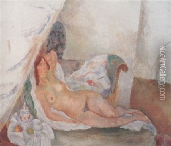Femme Nue Couchee Sur Un Divan Oil Painting - Jules Pascin