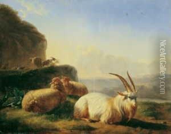 Landschaft Mit Ziegen Und Schafen. Oil Painting - Balthasar Paul Ommeganck