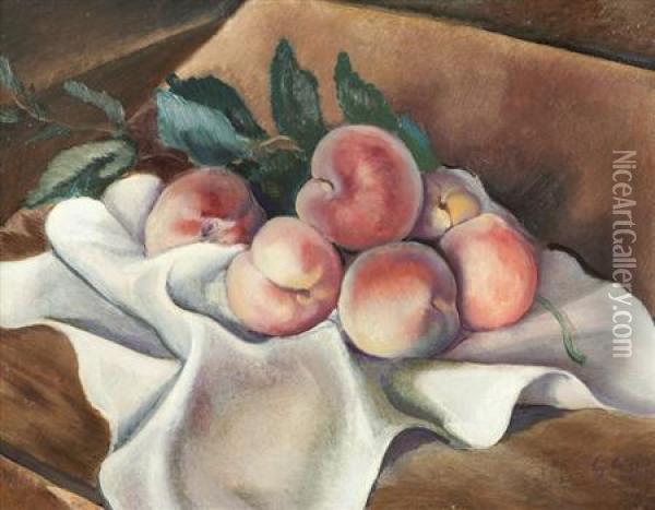 Still Life With Peaches Oil Painting - Emil Ganso