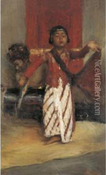 Young Dancer And Drummer Oil Painting - Romualdo Locatelli