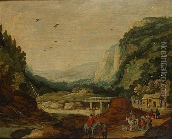 Reizigers In Een Berglandschap Oil Painting - Frans de Momper