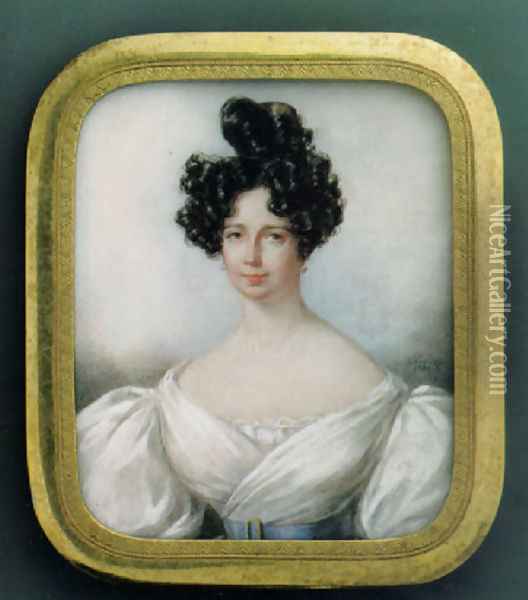 Portrait einer vornehmen Dame mit kunstvoller Frisur im schulterfreien Kleid 1831 Oil Painting - Candide Blaize