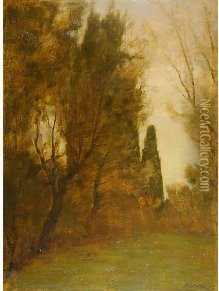 Cipressi A Villa Strohlfehrn Oil Painting - Bartolomeo Bezzi