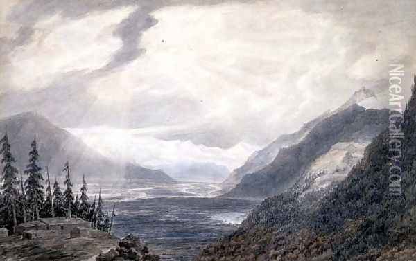 Pays de Valais, near the Lake of Geneva, c.1776 Oil Painting - John Robert Cozens