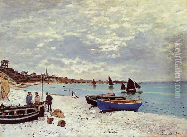 The Beach At Sainte Adresse Oil Painting - Claude Oscar Monet