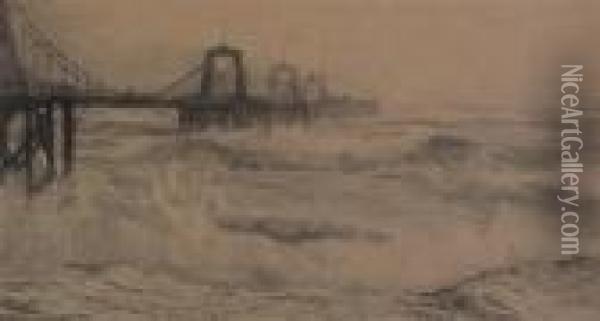 The Chain Pier At Brighton Oil Painting - William Lionel Wyllie