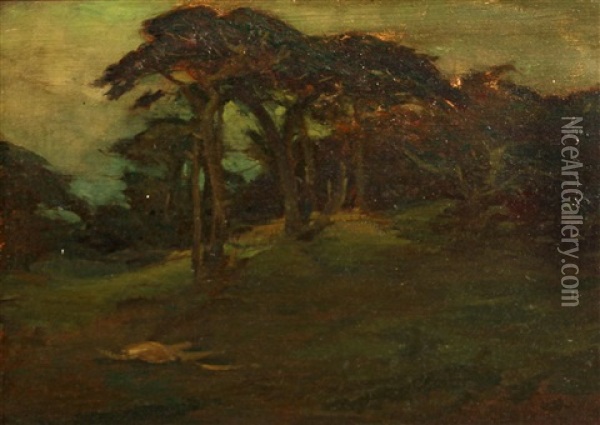 Cypress On Rolling Hills Oil Painting - Charles Dickman