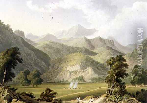 Approach to the Bore Ghaut, from a painting by Lt. Col. Johnson, engraved by T. Fielding and coloured by J.B. Hogarth Oil Painting - William Westall