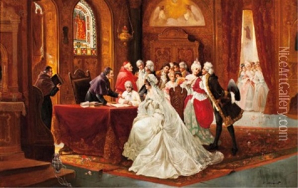 The Marriage Registry Oil Painting -  Henriot
