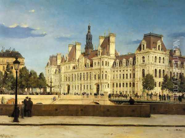 The Hotel de Ville, Paris Oil Painting - Paul Joseph Victor Dargaud