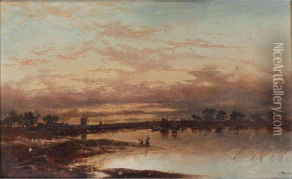 Estuary Scene Oil Painting - Joseph Thors