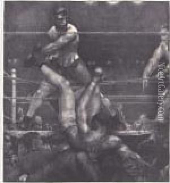 Dempsey Through The Ropes (m. 182) Oil Painting - George Wesley Bellows
