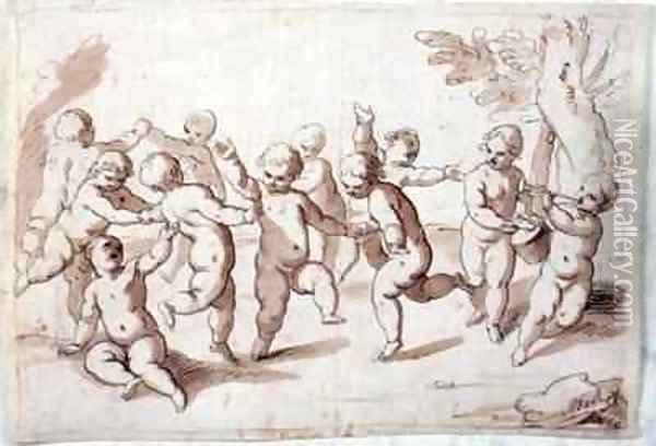 A group of dancing putti Oil Painting - Abraham Jansz. van Diepenbeeck