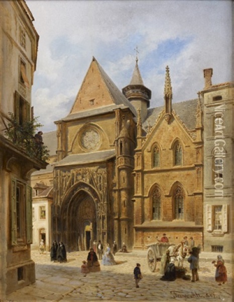 Vue De La Place D'une Eglise Oil Painting - Franz Alt