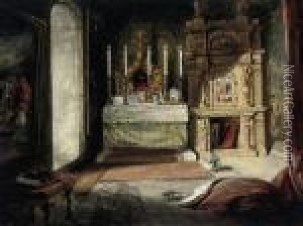 The Interior Of A Chapel Oil Painting - James Holland