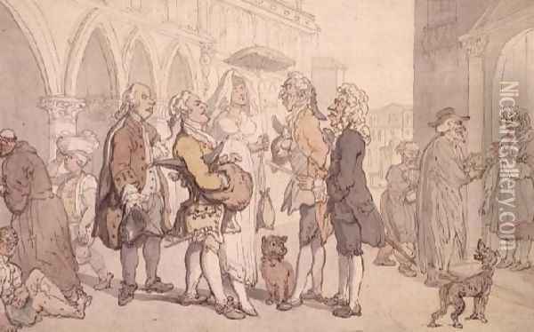 Visitors in Venice Oil Painting - Thomas Rowlandson