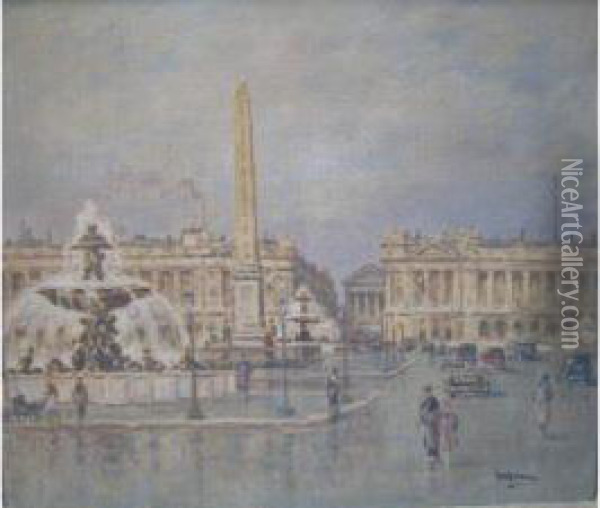 Place De La Concorde Oil Painting - Louis Willaume