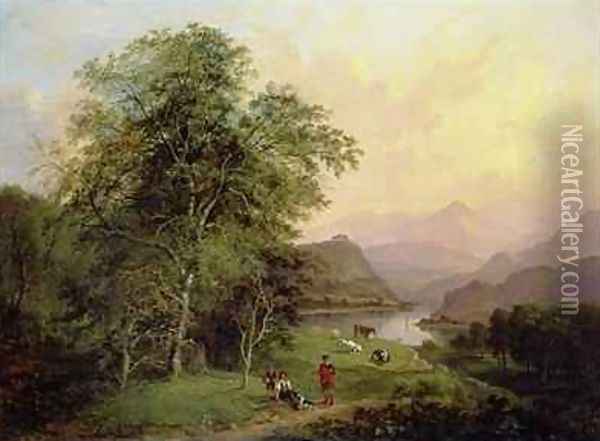 A Highland Lochside 1847 Oil Painting - Jane Nasmyth
