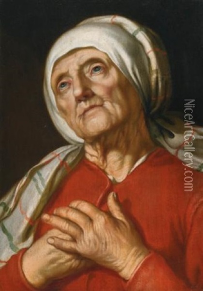 Portrait Of A Woman Praying Oil Painting - Abraham Bloemaert