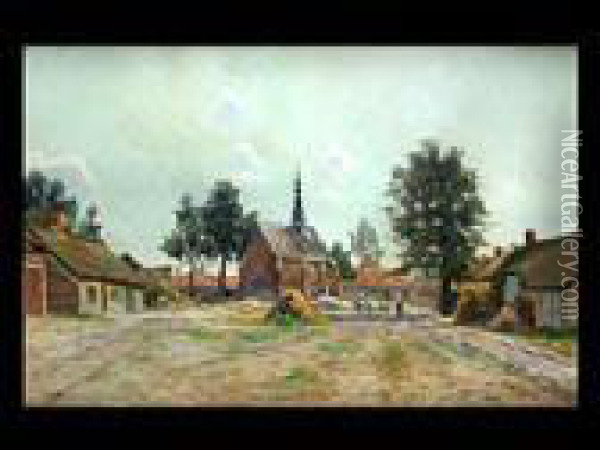 Dorfplatz Mit Kirche Oil Painting - Leon Delderenne
