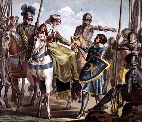 Jeanne de Navarre 1271-1304 Takes the Count of Bar Prisoner, engraved by Jean Baptiste Morret fl. 1790-1820 1788 Oil Painting - Antoine Louis Francois Sergent-Marceau