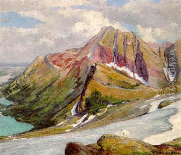 Goats On Grinnell Glacier Oil Painting - Robert Bruce Horsfall