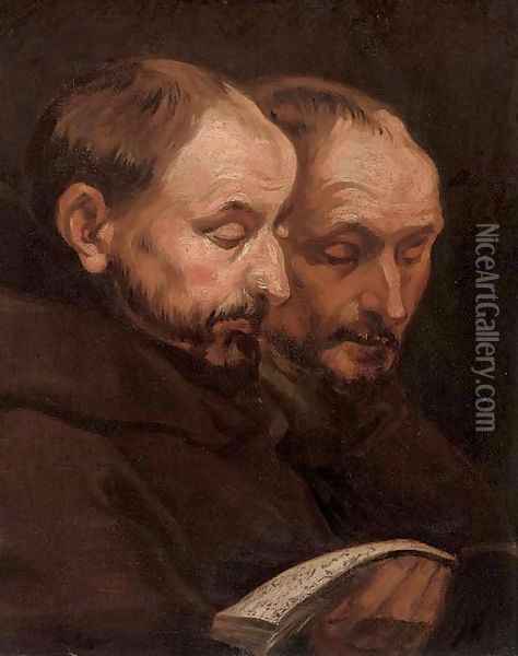 Two monks reading Oil Painting - Sir Anthony Van Dyck