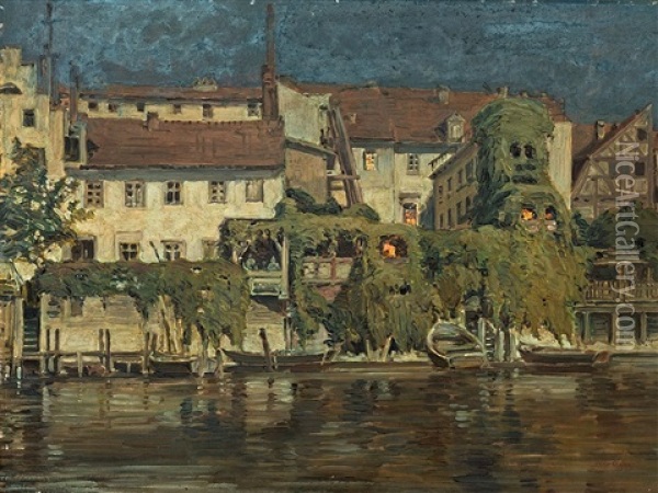 Riverside Houses Oil Painting - Max Koch