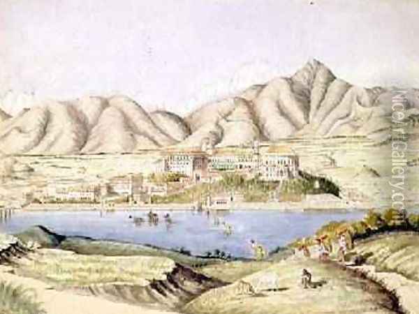 Thappatully Residence of Maharajah Jung Bahadoor 1852-60 Oil Painting - Dr. H.A. Oldfield