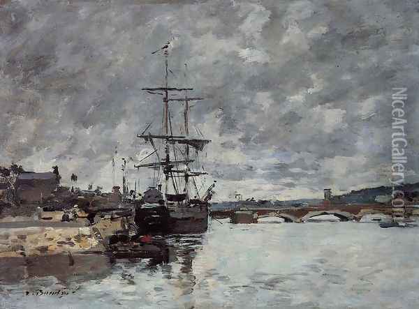 The Bridge over the Toques at Trouville Oil Painting - Eugene Boudin