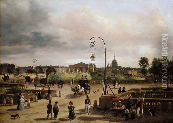 La Place de la Concorde in 1829 Oil Painting - Guiseppe Canella