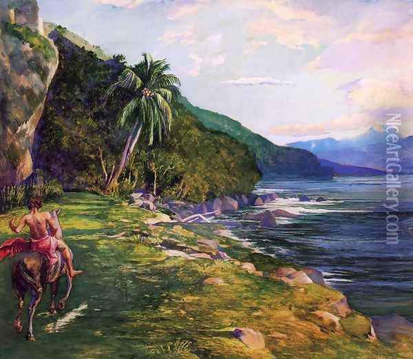 A Bridle Path in Tahiti (aka Bridle Path, Tahiti) Oil Painting - John La Farge