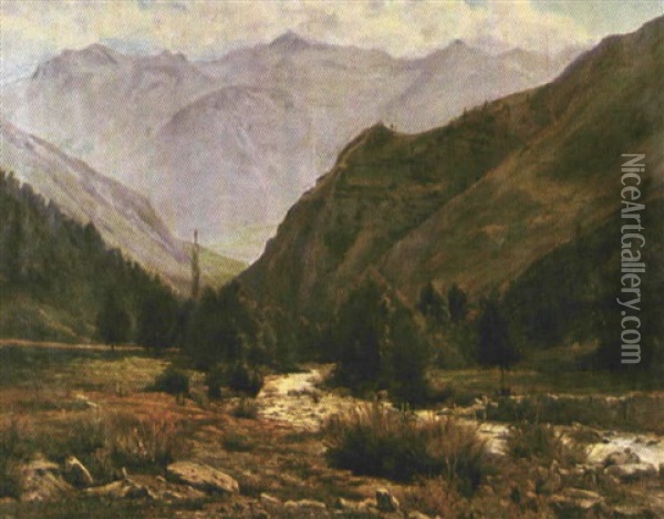 Paysage Dans Les Contreforts Des Pyrenees Oil Painting - Jules Boquet
