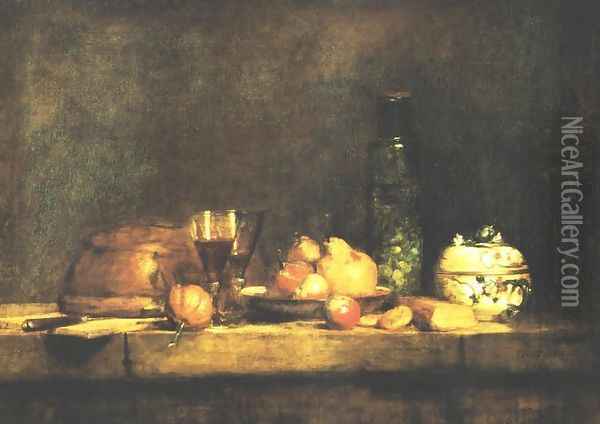 Jar of Olives Oil Painting - Jean-Baptiste-Simeon Chardin