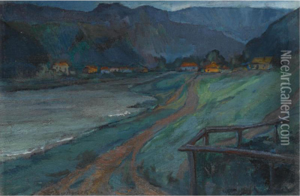 Valley At Dusk Oil Painting - Konstantin V. Dydyshko