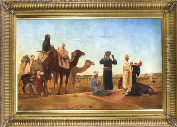 Araber Und Kamele Oil Painting - Alfred de Curzon