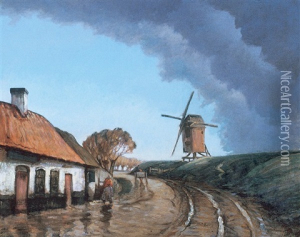 The Rain Cloud, Holland Oil Painting - Georges Chavignaud