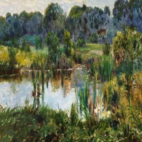 Landscape With A Smalllake Oil Painting - Carl Christian E. Carlsen
