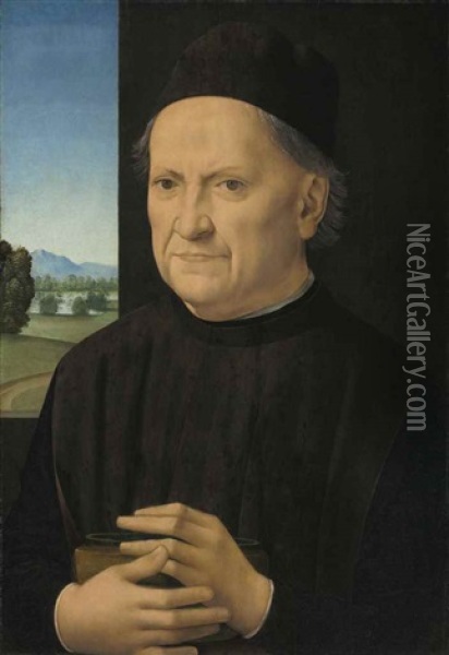 Portrait Of A Gentleman, Possibly Girolamo Benivieni (1453-1542), Half-length Oil Painting - Lorenzo Di Credi