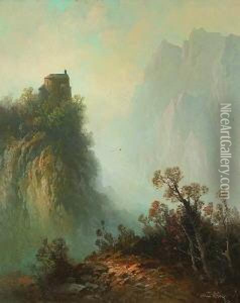 Bergkapelle Oil Painting - Oskar Mulley
