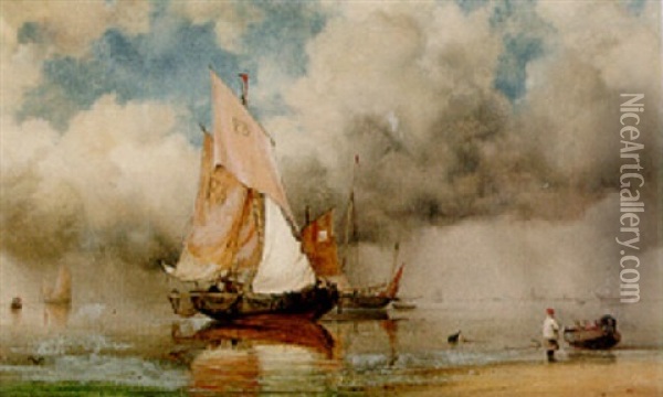 French Fishing Craft, Mouth Of The Seine Oil Painting - Edward William Cooke