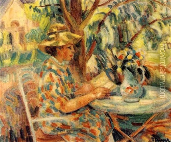 Madame Tirvert Dans Son Jardin Oil Painting - Eugene Tirvert