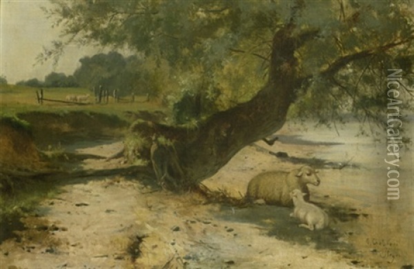 Uferpartie Bei Stegen Am Ammersee Oil Painting - Otto Friedrich Gebler