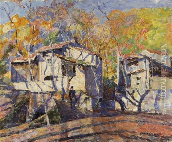 Fin D'automne Au Village Oil Painting - Victor Charreton