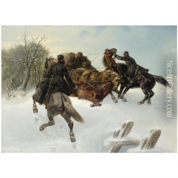 Bandits Oil Painting - Arthur Johann Severin Nikutovski