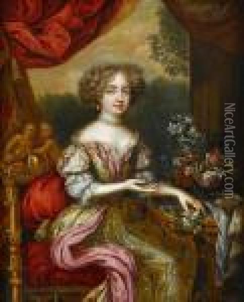 Portrait Of A Lady Said To Be The Duchess Of Burgundy Oil Painting - Pierre Le Romain I Mignard