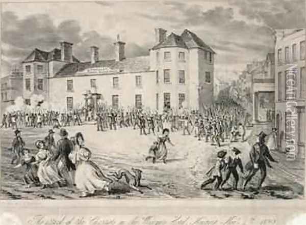 Chartists Attack on the Westgate Hotel Newport November 4th 1840 1893 Oil Painting - James Flewitt Mullock